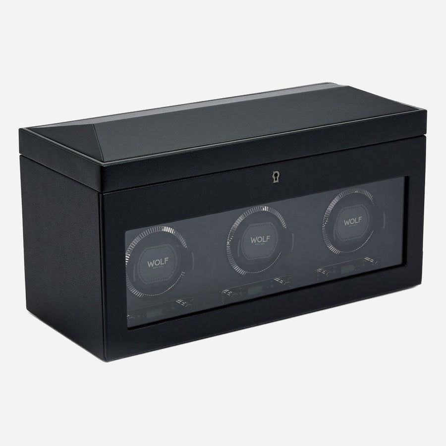 Watch winder met lade British Racing 3 horloges Wolf 1834 - Horlogerieshop.nl