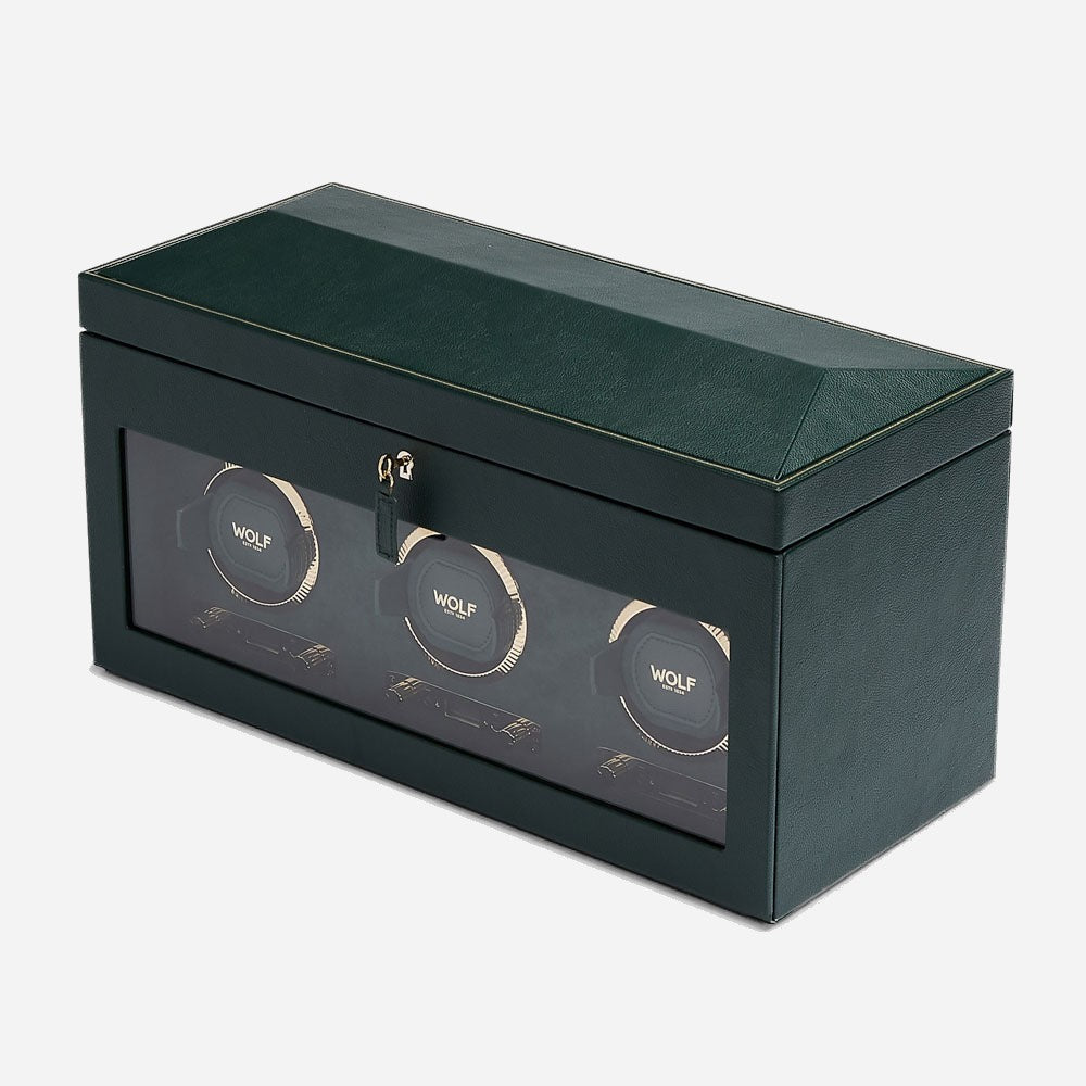Watch winder met lade British Racing 3 horloges Wolf 1834 - Horlogerieshop.nl