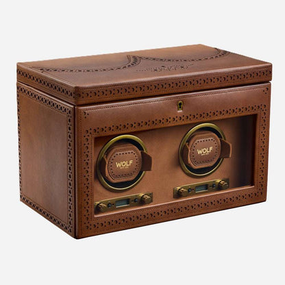 Watch winder met lade Brogue 2 Horloges Wolf 1834 - Horlogerieshop.nl