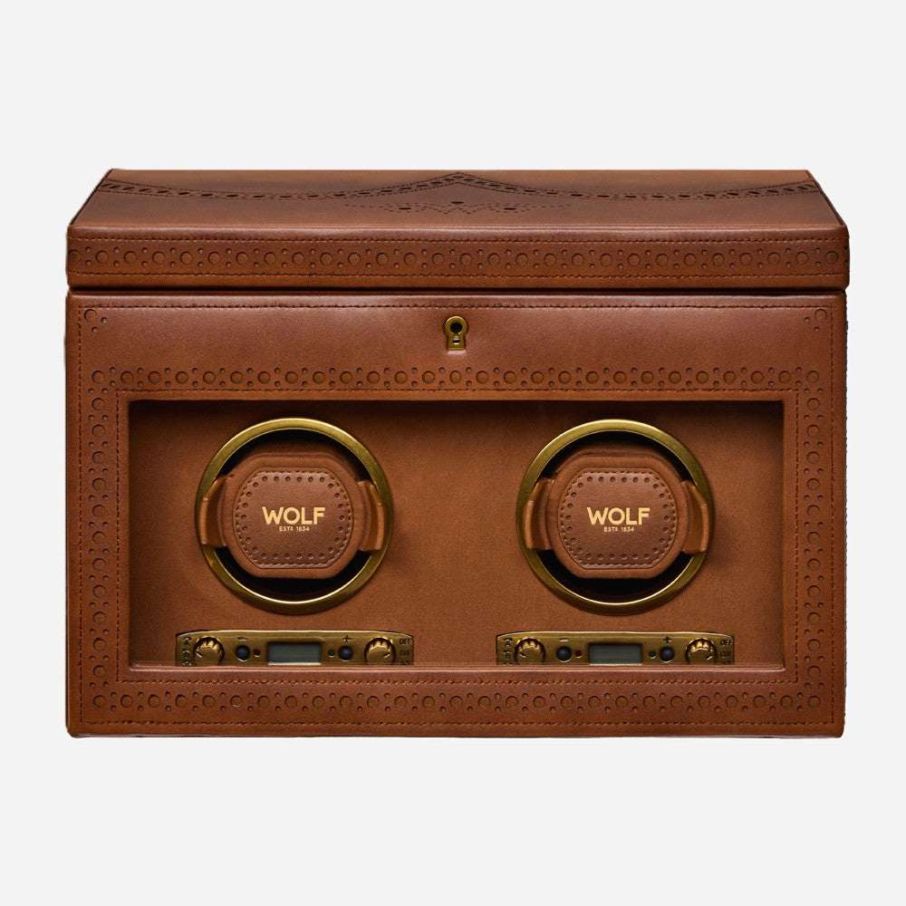 Watch winder met lade Brogue 2 Horloges Wolf 1834 - Horlogerieshop.nl
