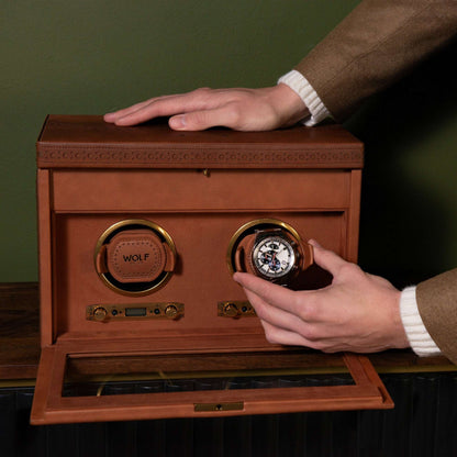 Watch winder met lade Brogue 2 Horloges Wolf 1834 - Horlogerieshop.nl