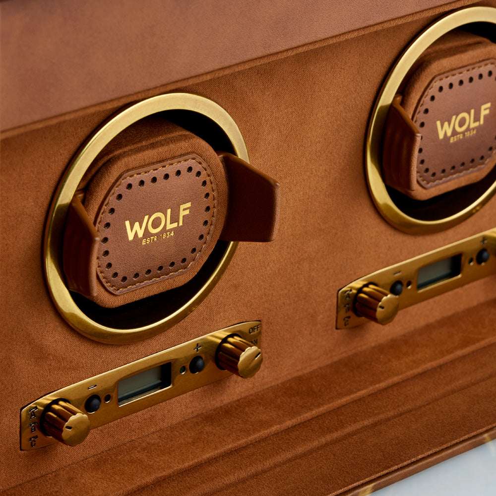 Watch winder met lade Brogue 2 Horloges Wolf 1834 - Horlogerieshop.nl