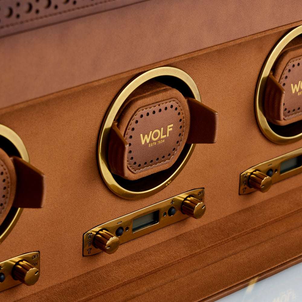 Watch winder met lade Brogue 3 Horloges Wolf 1834 - Horlogerieshop.nl