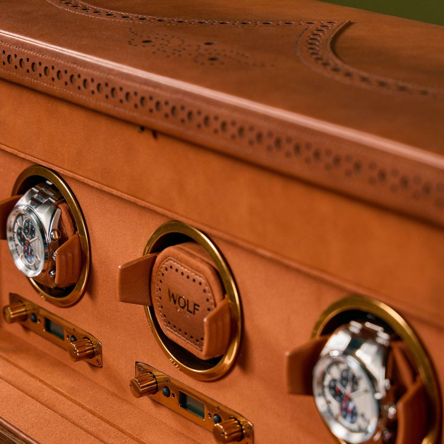 Watch winder met lade Brogue 3 Horloges Wolf 1834 - Horlogerieshop.nl