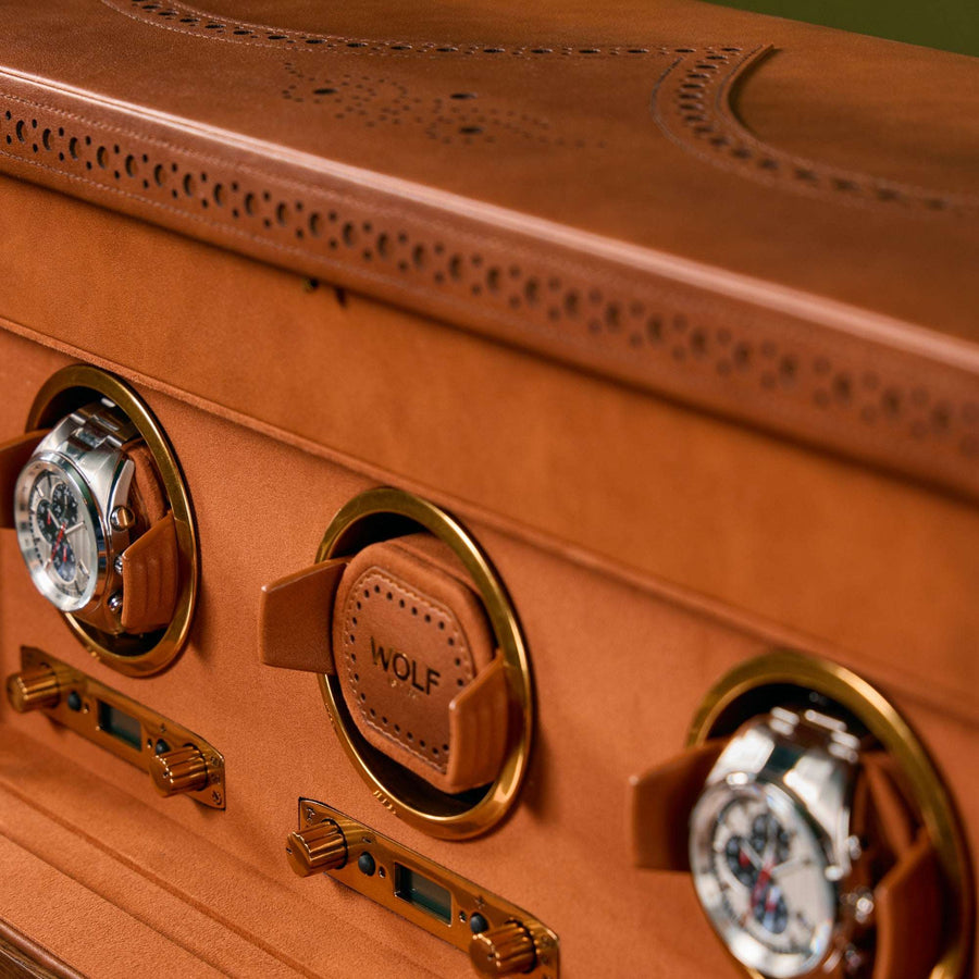 Watch winder met lade Brogue 3 Horloges Wolf 1834 - Horlogerieshop.nl