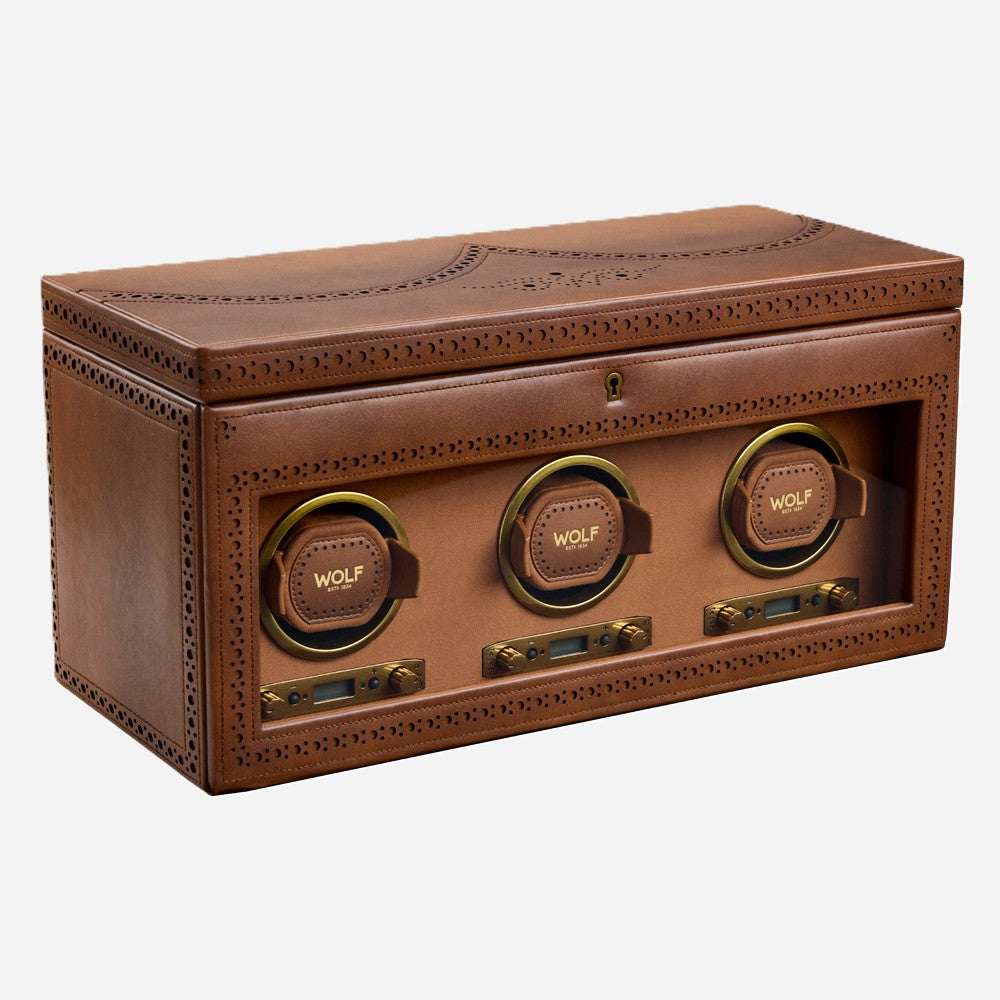 Watch winder met lade Brogue 3 Horloges Wolf 1834 - Horlogerieshop.nl