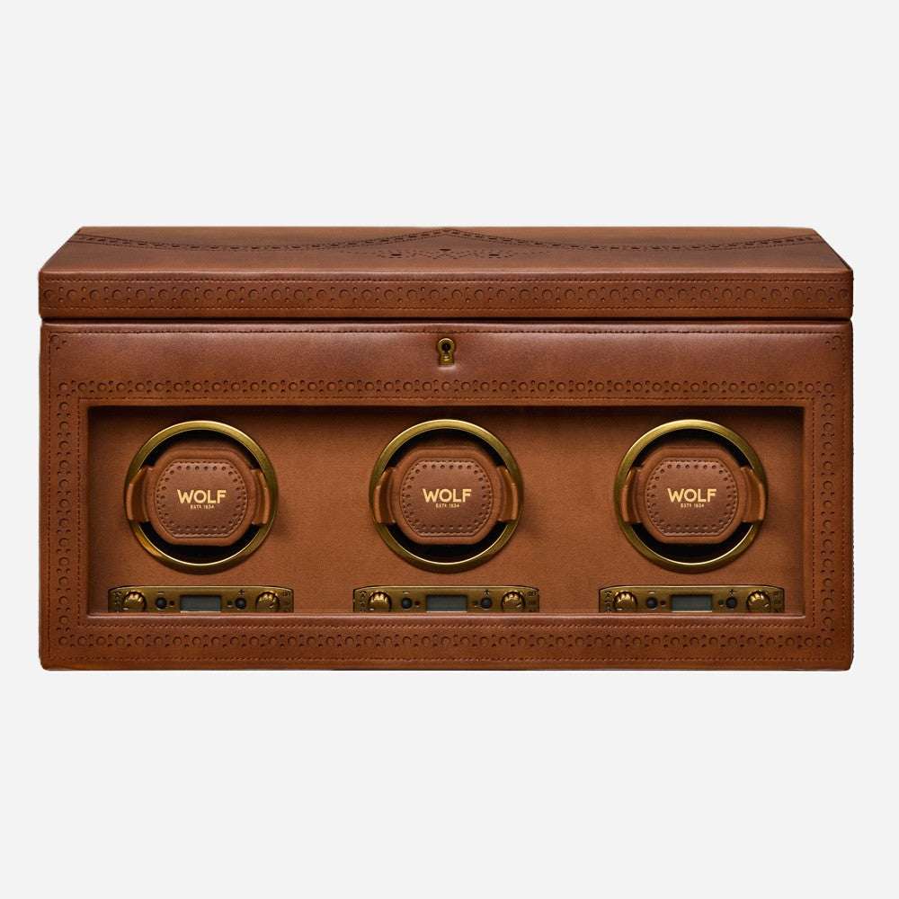 Watch winder met lade Brogue 3 Horloges Wolf 1834 - Horlogerieshop.nl
