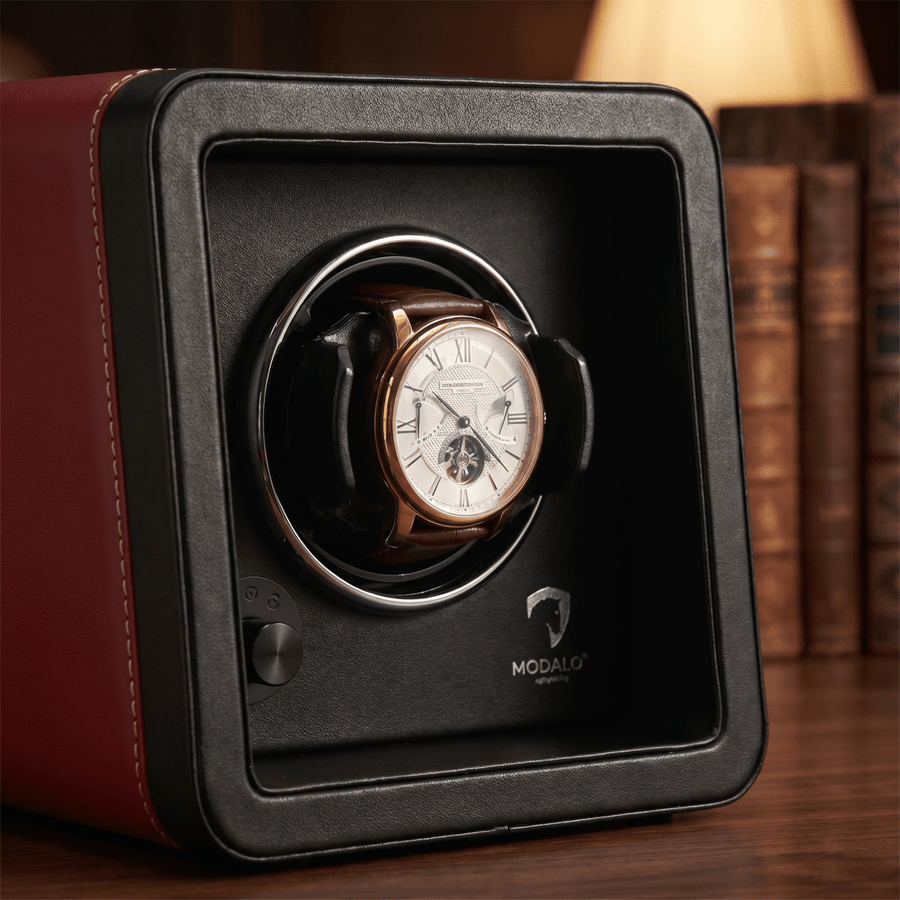 Modalo SATURN watch winder Zwart/Rood detail
