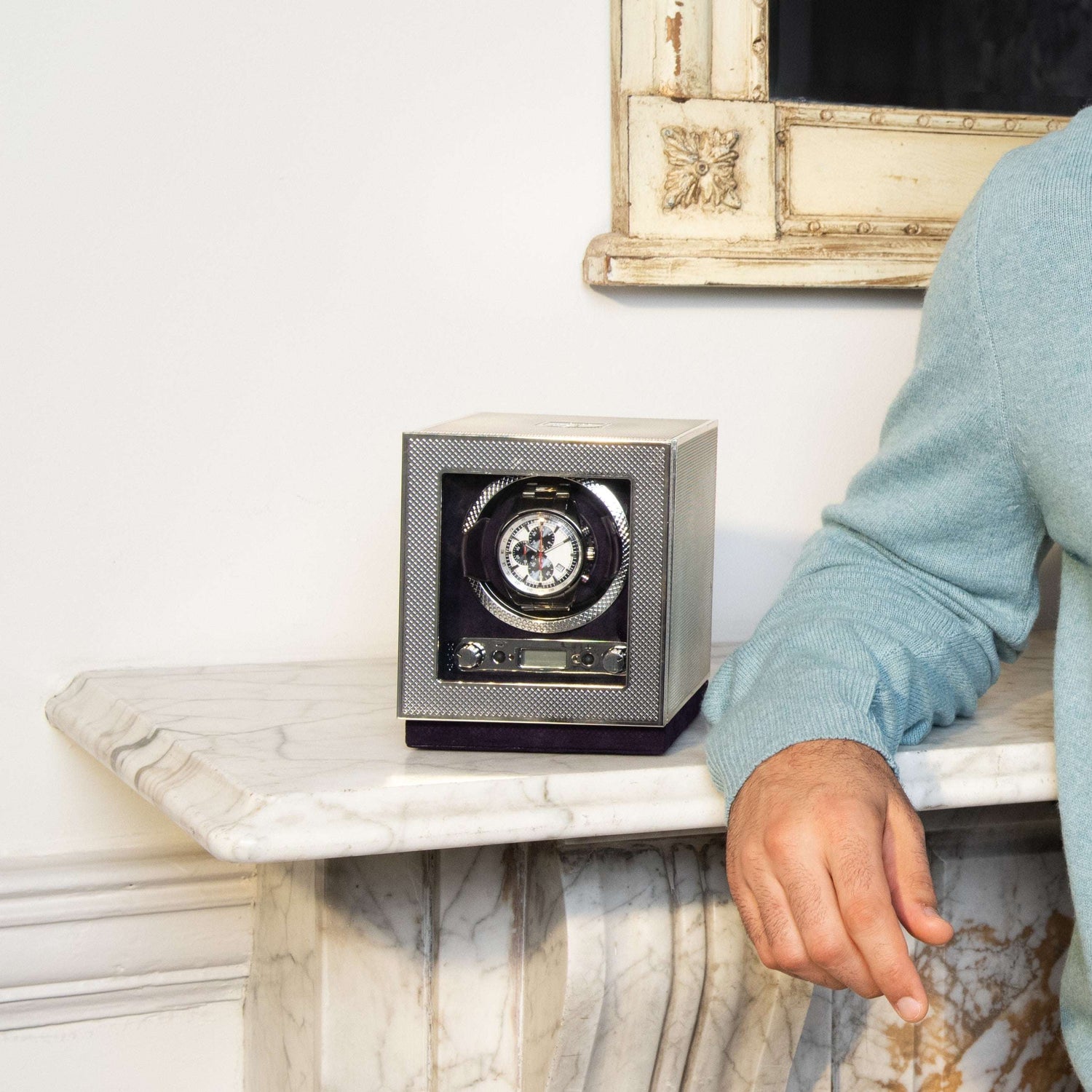 Watch winder Silver 1 Horloge Wolf 1834 - Horlogerieshop.nl