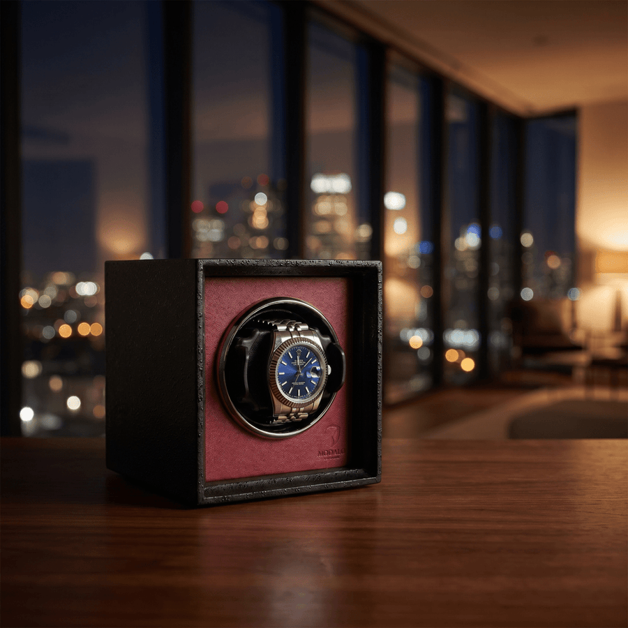 Modalo TWIST watch winder Bordeaux rood lifestyle