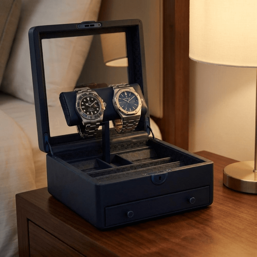 Wolf 1834 Earth horlogedoos Midnight Blue - nachtkastje